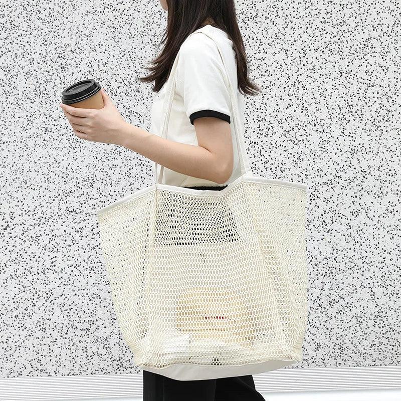 Japanese Mesh Fishing Net Canvas Handbag