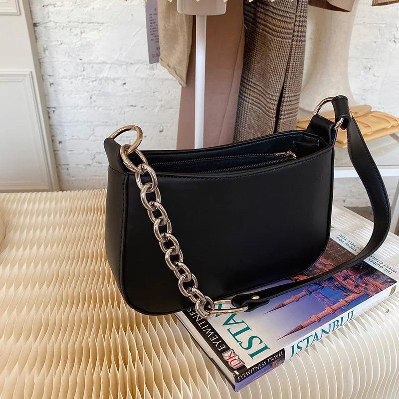 Women's Shoulder Bag Stitched Armpit Bag Street Pu Handbag