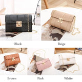Plaid Embroidered Chain Small Square Bag Mini PU Leather Shoulder Crossbody Bags