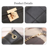 Plaid Embroidered Chain Small Square Bag Mini PU Leather Shoulder Crossbody Bags