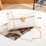 Plaid Embroidered Chain Small Square Bag Mini PU Leather Shoulder Crossbody Bags