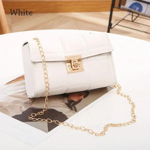 Plaid Embroidered Chain Small Square Bag Mini PU Leather Shoulder Crossbody Bags