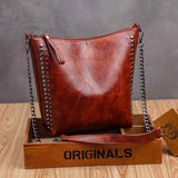 Vintage Rivet Crossbody Bag Large Capacity Shoulder Messenge