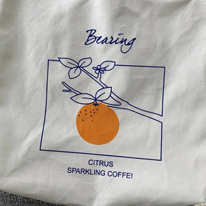 Japanese Orange Canvas Shoulder Bag, Portable Shopping Bag