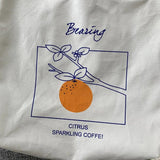 Japanese Orange Canvas Shoulder Bag, Portable Shopping Bag