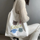Japanese Orange Canvas Shoulder Bag, Portable Shopping Bag
