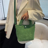 Corduroy Bucket Shoulder Bag Nylon Crossbody