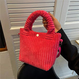 Corduroy Bucket Shoulder Bag Nylon Crossbody