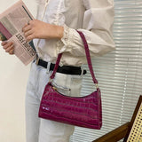 Stone Pattern Shoulder Bag Leather Chain Female Bag