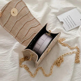 Small Square Flap Bag Crocodile Pattern Chain Shoulder Handbag
