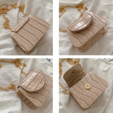 Small Square Flap Bag Crocodile Pattern Chain Shoulder Handbag