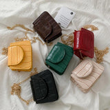 Small Square Flap Bag Crocodile Pattern Chain Shoulder Handbag