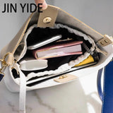 PU Leather Women Bucket Shoulder Bag Yellow Crossbody Messenger