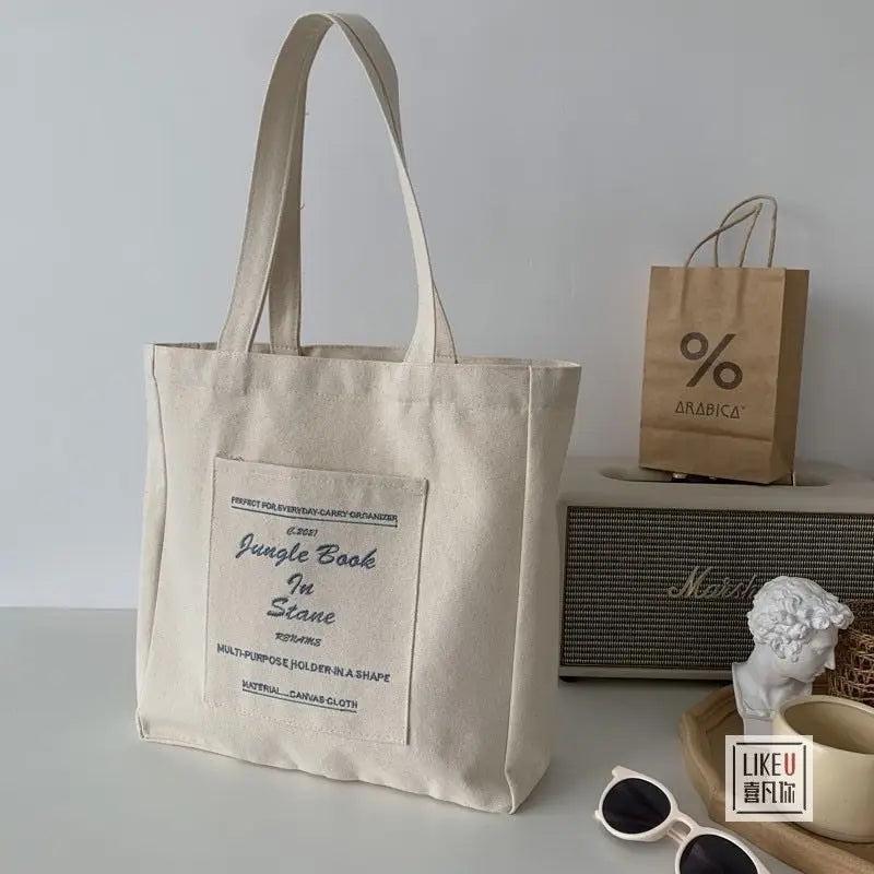 Jungle Book Print Canvas Shoulder Bag Women Casual Tote Large Capacity