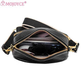 Cowhide Leather Crossbody Sling Bag Multi-layer Pocket Messenger Handbag