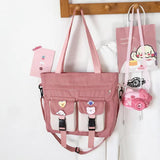 Women Canvas Handbag Harajuku Schoolbag Large Capacity Totes