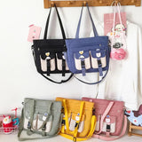 Women Canvas Handbag Harajuku Schoolbag Large Capacity Totes