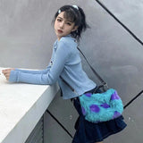 Soft Plush Women Small Shoulder Bag Furry Clutch Purse Handbag