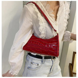 Crocodile Pattern Leather Hobos Shoulder Bag for Women Girls