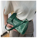 Crocodile Pattern Leather Hobos Shoulder Bag for Women Girls