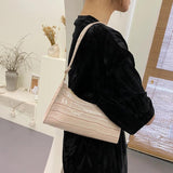 Crocodile Pattern Leather Hobos Shoulder Bag for Women Girls