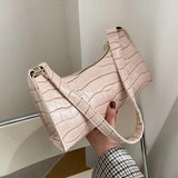 Crocodile Pattern Leather Hobos Shoulder Bag for Women Girls