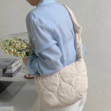 Winter Rhombic Lattice Crossbody Bag Solid Cotton Padded Handbag