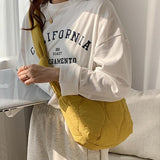 Winter Rhombic Lattice Crossbody Bag Solid Cotton Padded Handbag