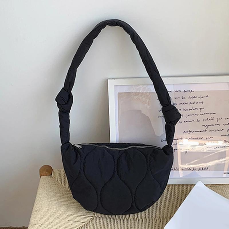 Winter Rhombic Lattice Crossbody Bag Solid Cotton Padded Handbag
