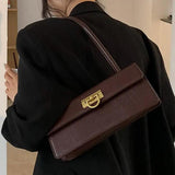 Crocodile Pattern Square Tote Armpit Bag High PU Leather Women's Handbag