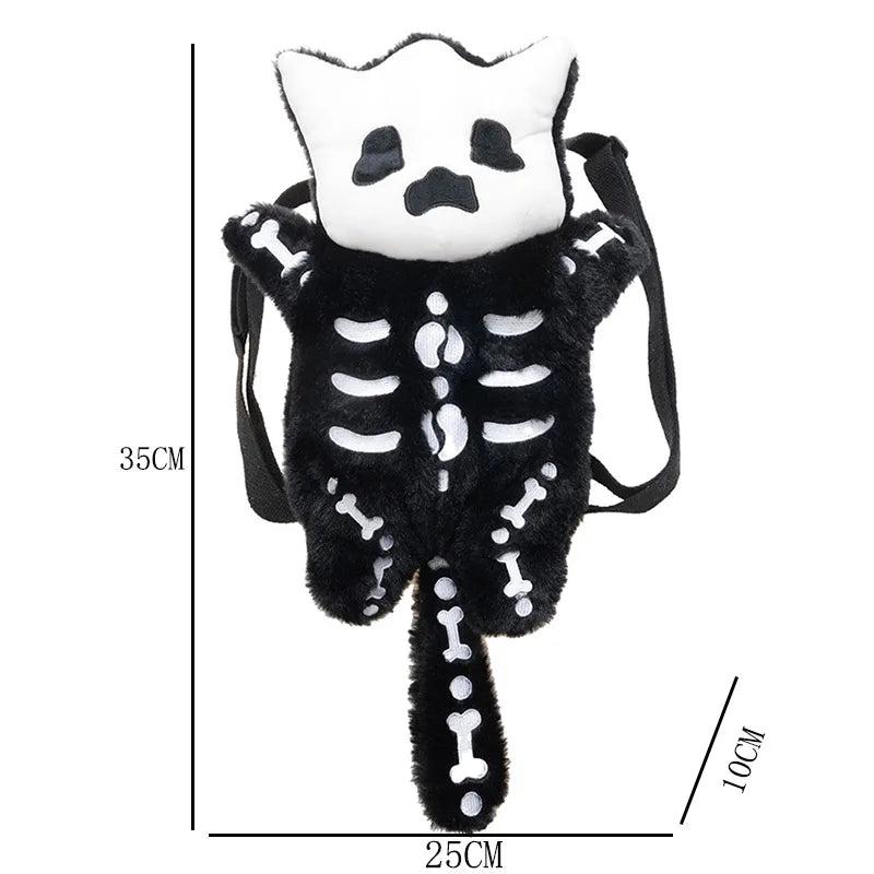 Skull Plush Backpack Gothic Bag Doll Backpack Furry Bag Skeleton Birthday Gift