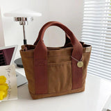 Casual Canvas Tote Bag Solid Color Convenient Handbag Female Student