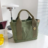 Casual Canvas Tote Bag Solid Color Convenient Handbag Female Student