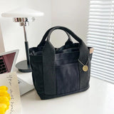 Casual Canvas Tote Bag Solid Color Convenient Handbag Female Student