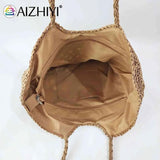 Summer Ladies Woven Tote Hollow Beach Vacation Bags Casual Portable