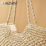 Summer Ladies Woven Tote Hollow Beach Vacation Bags Casual Portable