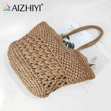 Summer Ladies Woven Tote Hollow Beach Vacation Bags Casual Portable