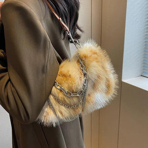 Arrival Lady PU Leather & Faux Fur Handbag Shoulder Bag