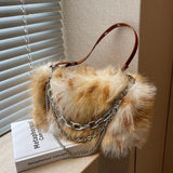 Arrival Lady PU Leather & Faux Fur Handbag Shoulder Bag
