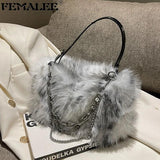 Arrival Lady PU Leather & Faux Fur Handbag Shoulder Bag