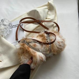 Arrival Lady PU Leather & Faux Fur Handbag Shoulder Bag
