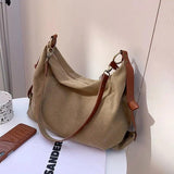 Retro Canvas Tote Shoulder Bags Women Crossbody Bags Large Solid Bags