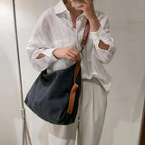 Retro Canvas Tote Shoulder Bags Women Crossbody Bags Large Solid Bags