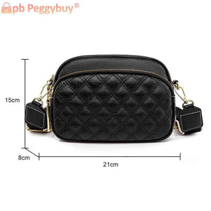 Cowhide Leather Shoulder Crossbody Bag with Rhombus Pattern