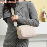 Cowhide Leather Shoulder Crossbody Bag with Rhombus Pattern