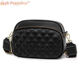 Cowhide Leather Shoulder Crossbody Bag with Rhombus Pattern