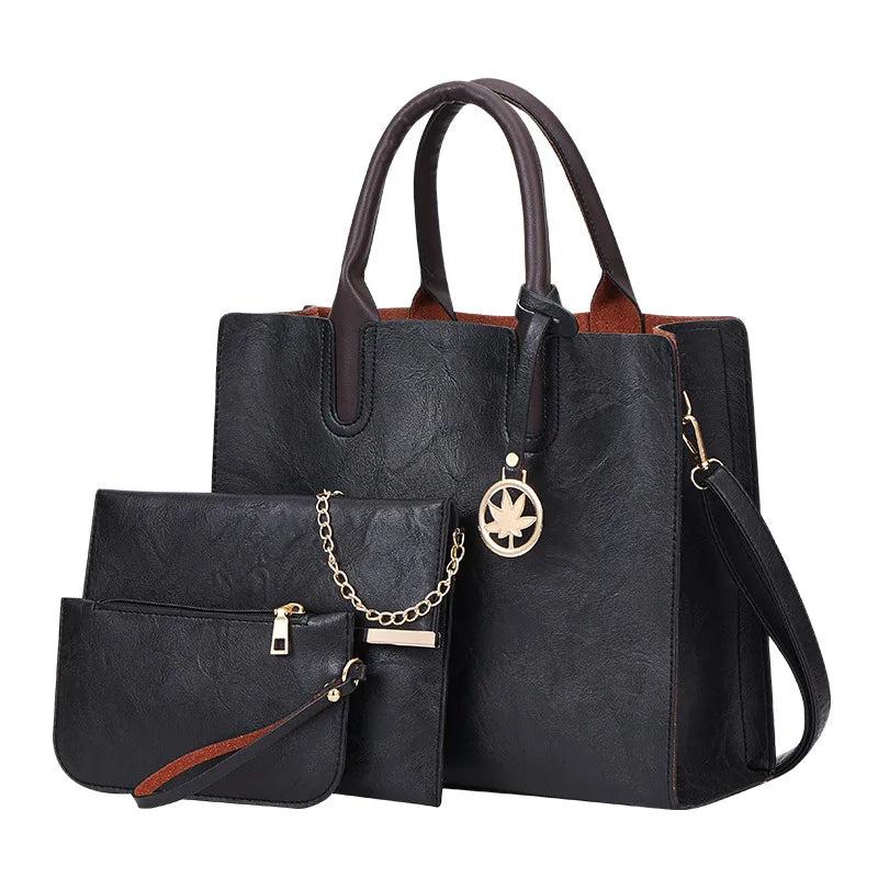 Arrival Women's PU Leather Handbags Large Capacity Messenger Bags 3-Piece Set