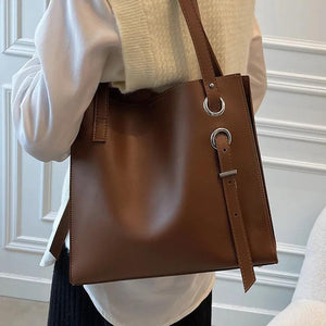 Vintage Leather Tote Bag Women's Handbag High Capacity Shoulder Travel Bag