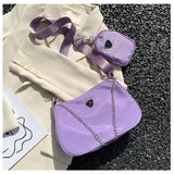 Solid Colors Metal Chain Small Wallets Shoulder Crossbody Bags