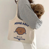 Harajuku Women Shoulder Bag Retro Casual Large Capacity Canvas Shopping Handbag